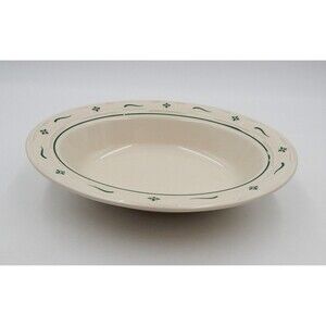 Longaberger Pottery Woven Traditions Heritage Green Oval Serving Dish Bowl